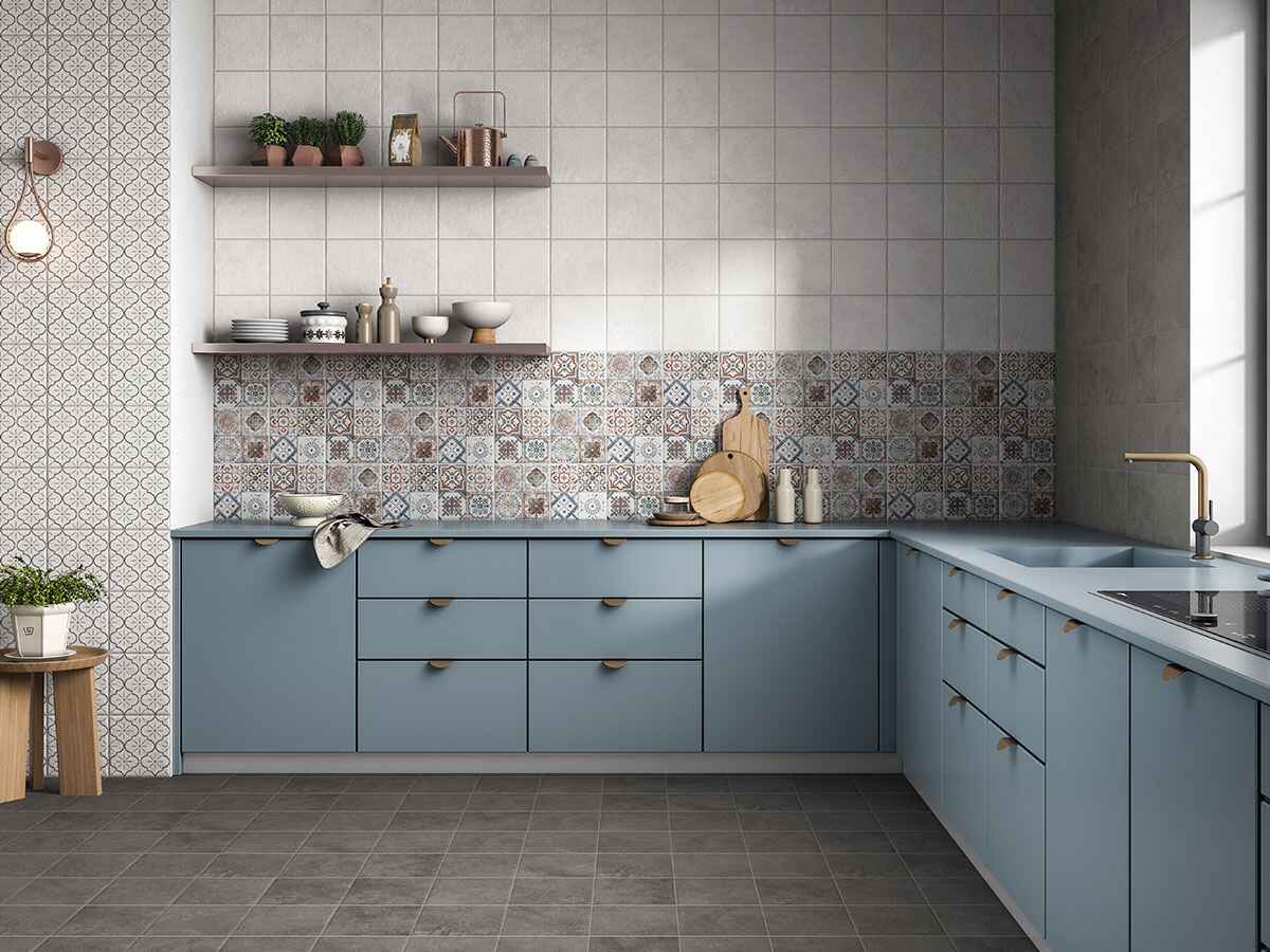 Light blue with grey and white
