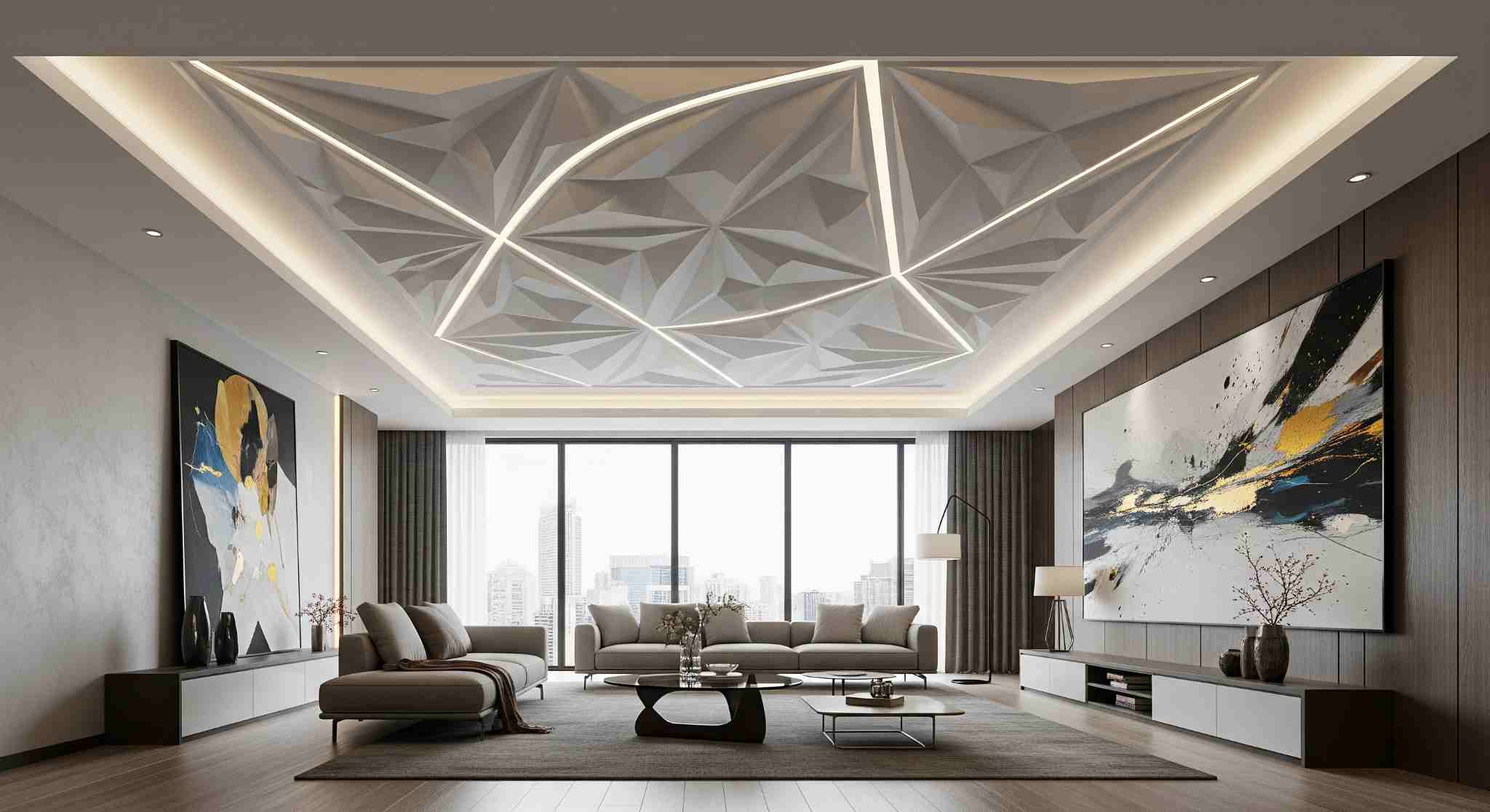 3D Textured POP Ceiling Design