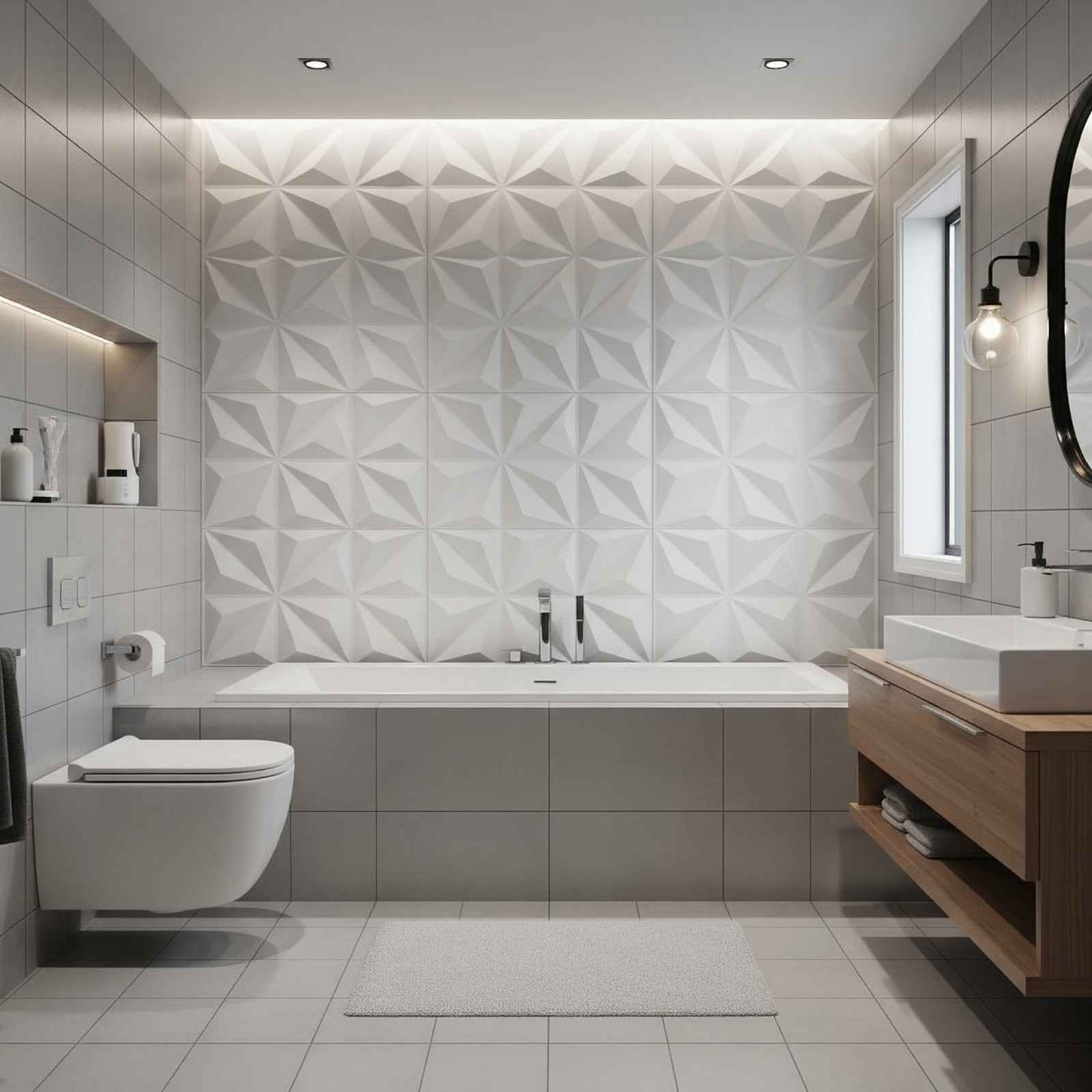 3D POP Wall Panels for Accent Walls in Bathrooms