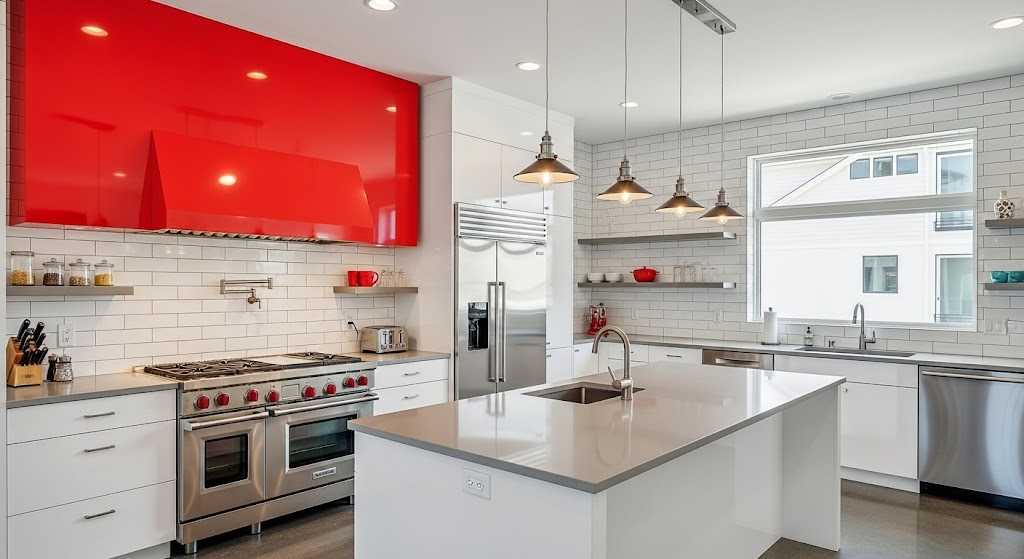 Bright Red and White Tiles