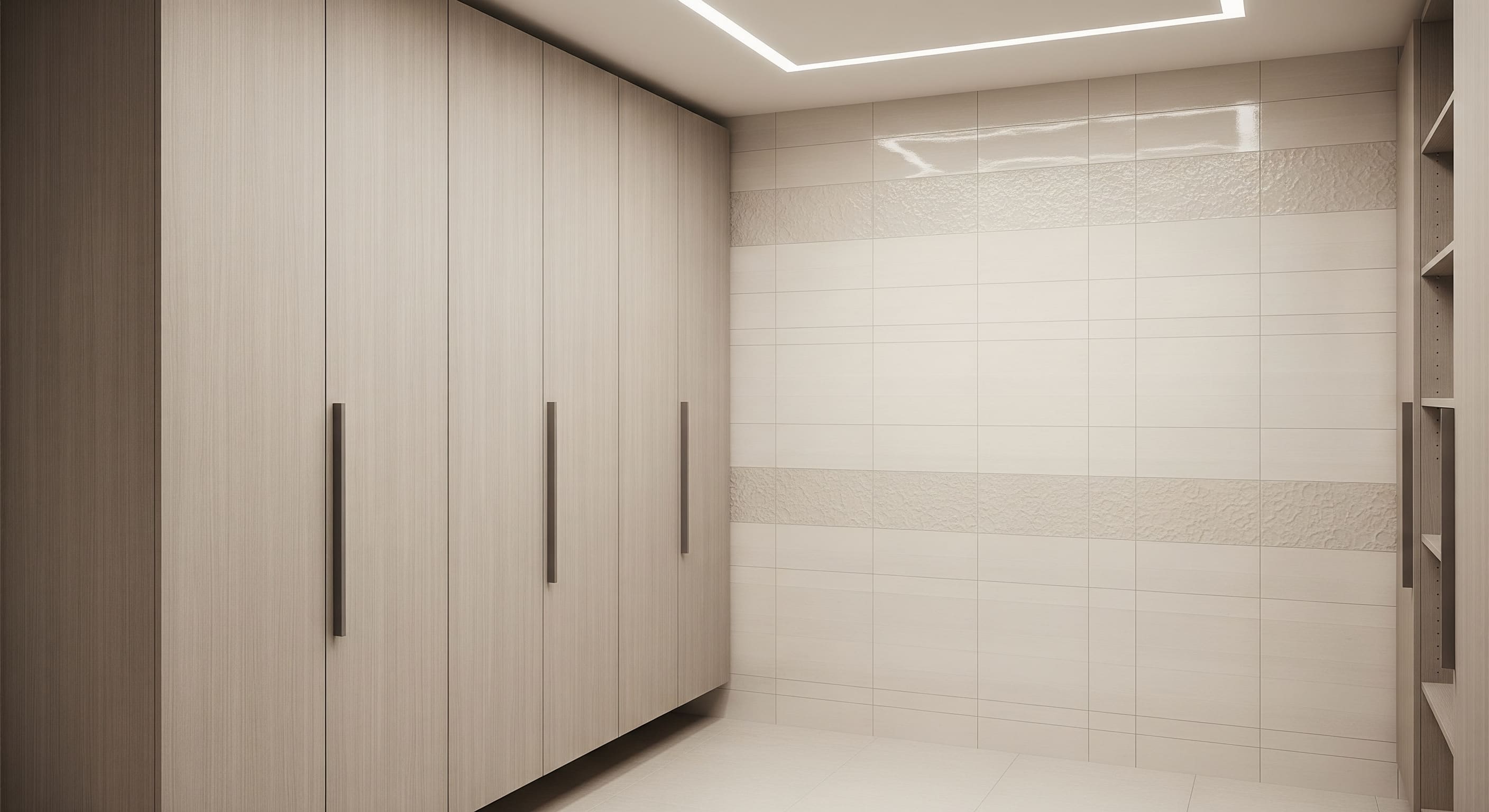 Vertical Cabinets with Tiled Backdrops