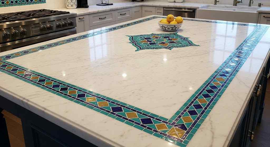 Marble Countertop with Mosaic Inlays