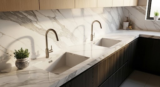 Marble Countertops with Undermount Sinks