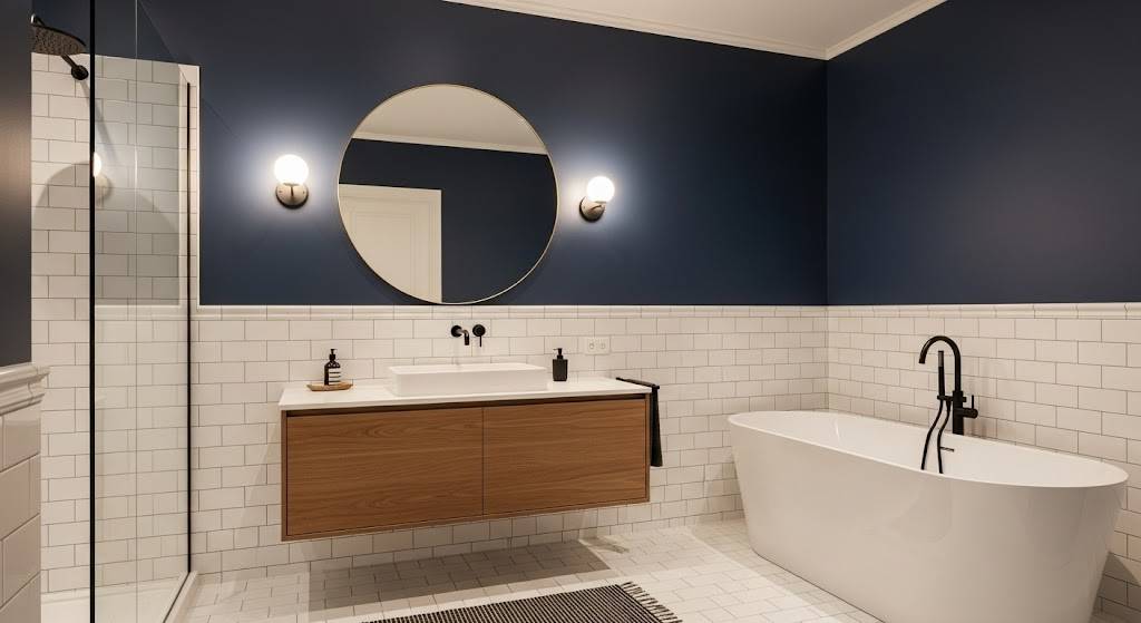 Navy Blue and White Tiles