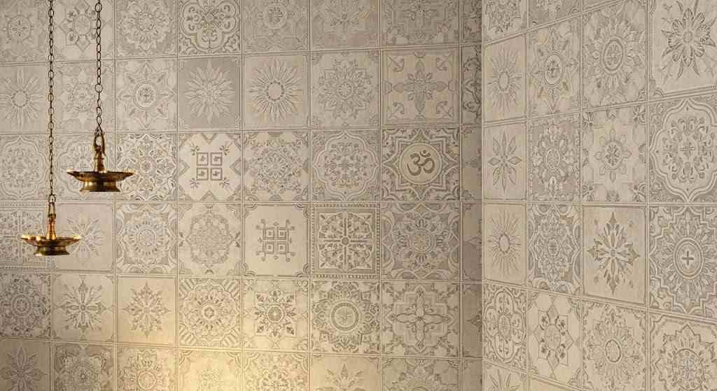 Neutral Wall Tiles For Pooja Room