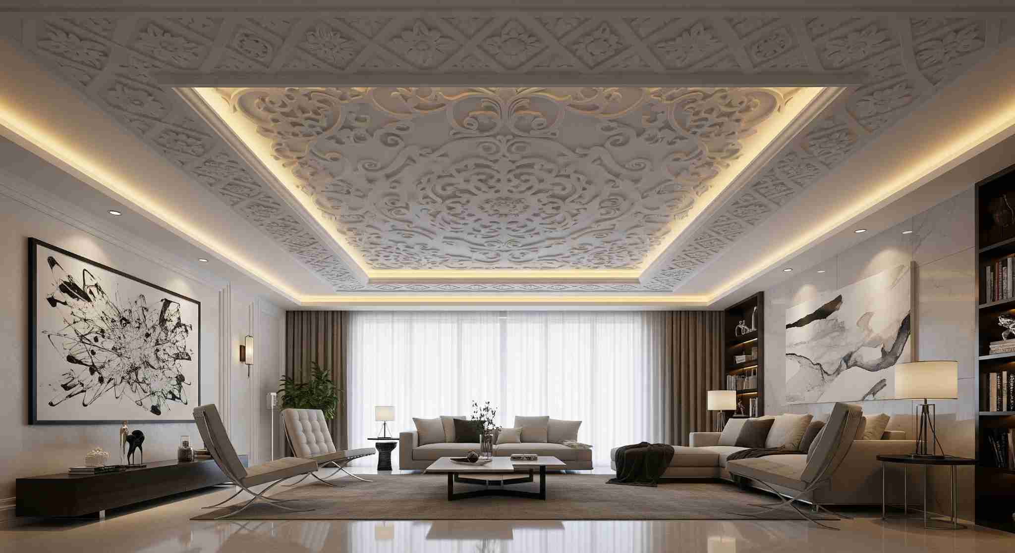 Ornamental & Carved POP Ceiling Design