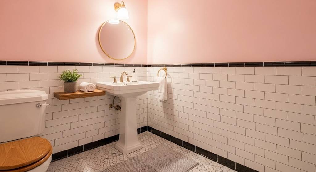 Pastel Pink and White Tiles