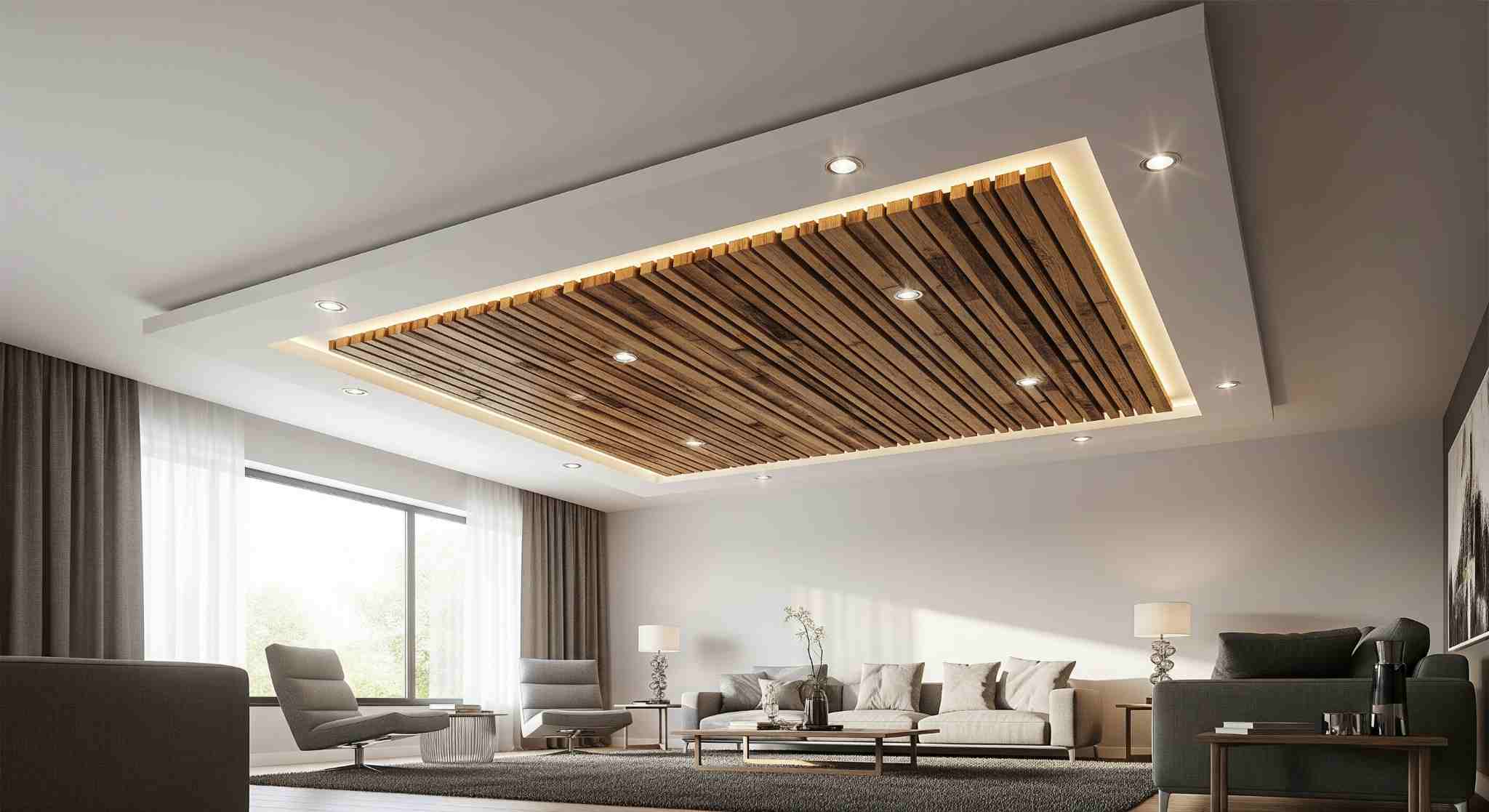 Rustic and Wood-Integrated POP Design