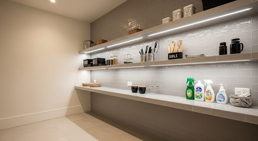 Tiled Floating Shelves for Open Storage