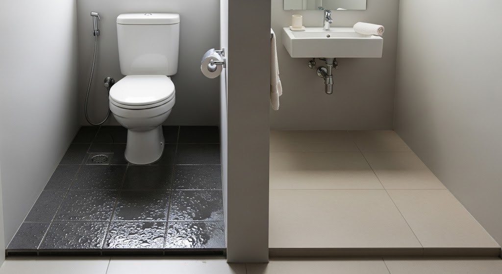 Wet Dry Zone Split Toilets