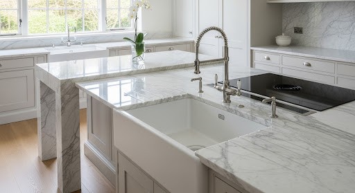 White Marble Countertops with Subtle Veining