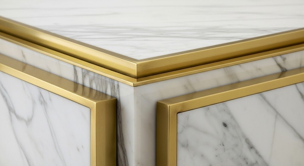 White Marble with Brass or Gold Edging