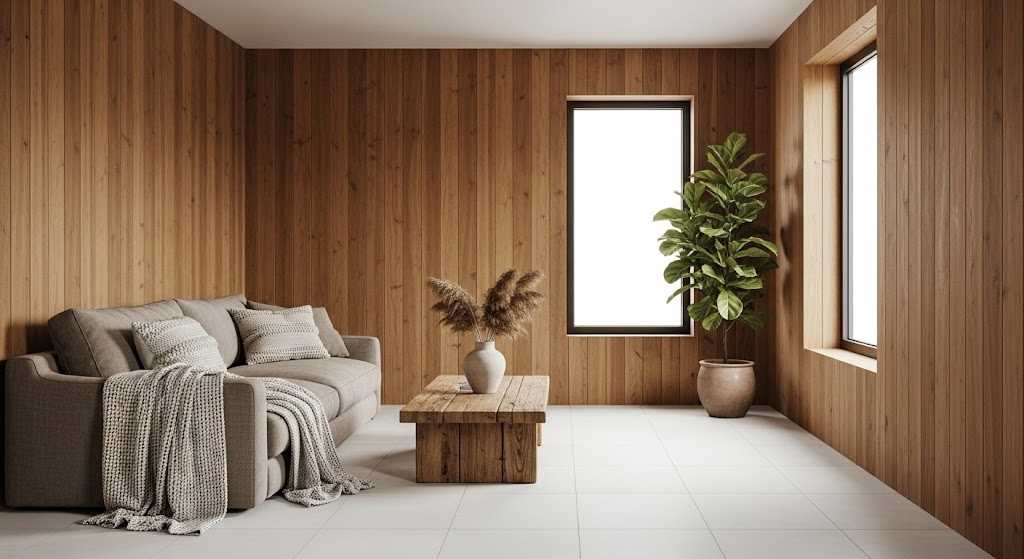 Wood Tones and White Tiles