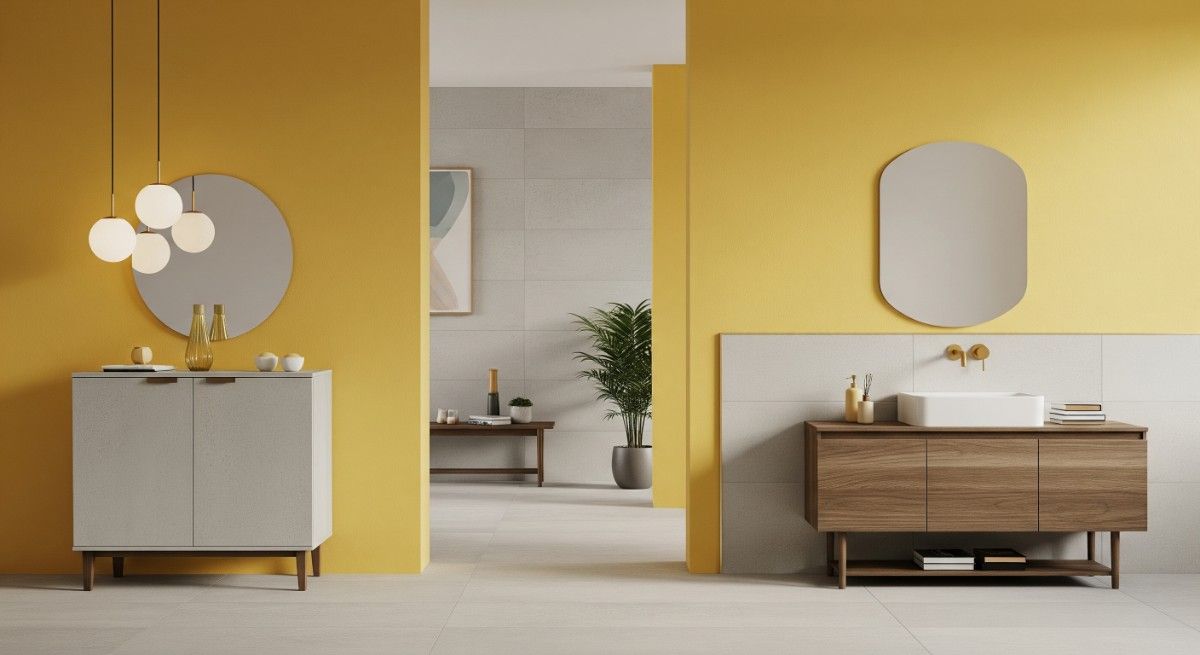  Yellow Cool Grey Tiles Modern Contrast