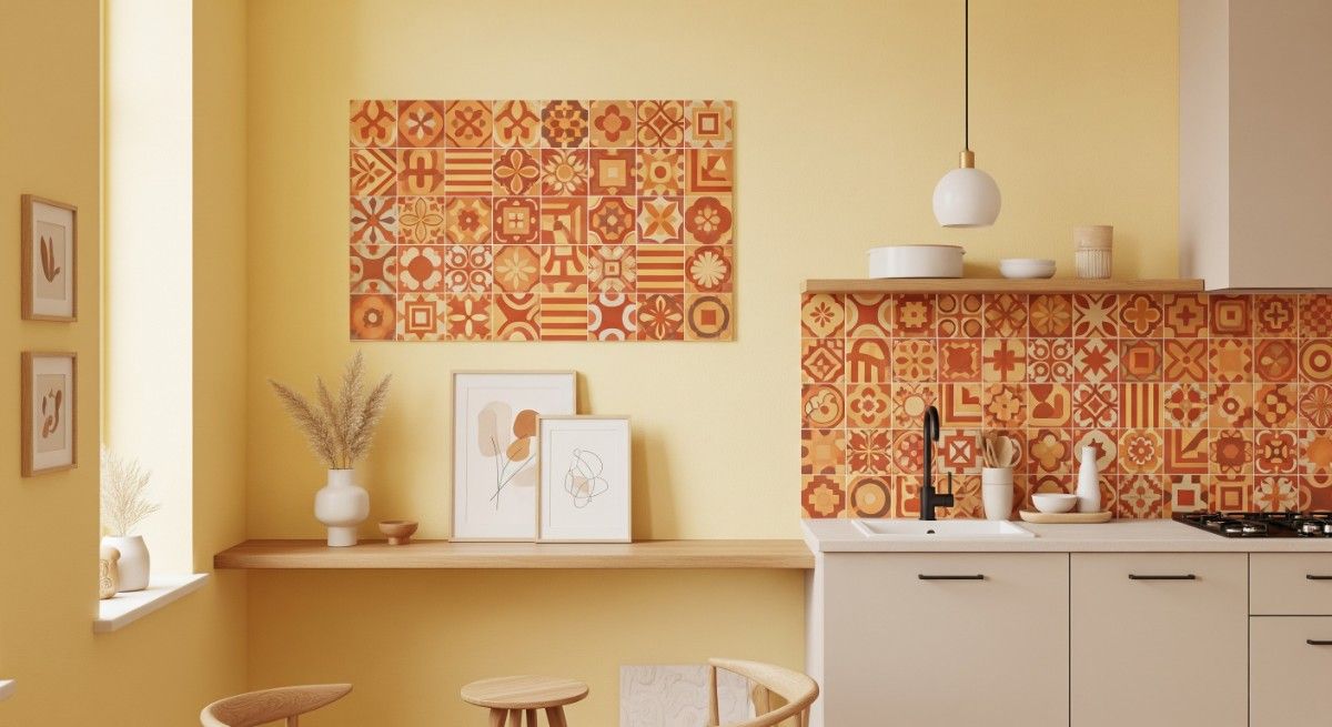Yellow and Blue Navy Tiles Coastal and Bold